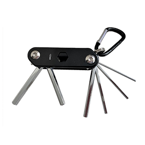 Folding Hex Allen Key Hand Tool with Detachable Carabiner Clip Pocket Tools Black