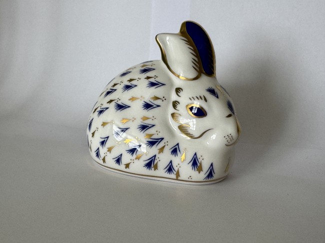 Royal Crown Derby BLUE RABBIT Paperweight Gift - First Quality Gold ...