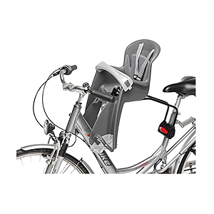 Polisport Bilby Junior Child FRONT bike seat Dark grey & Silver Secure Belt Mount Footrest